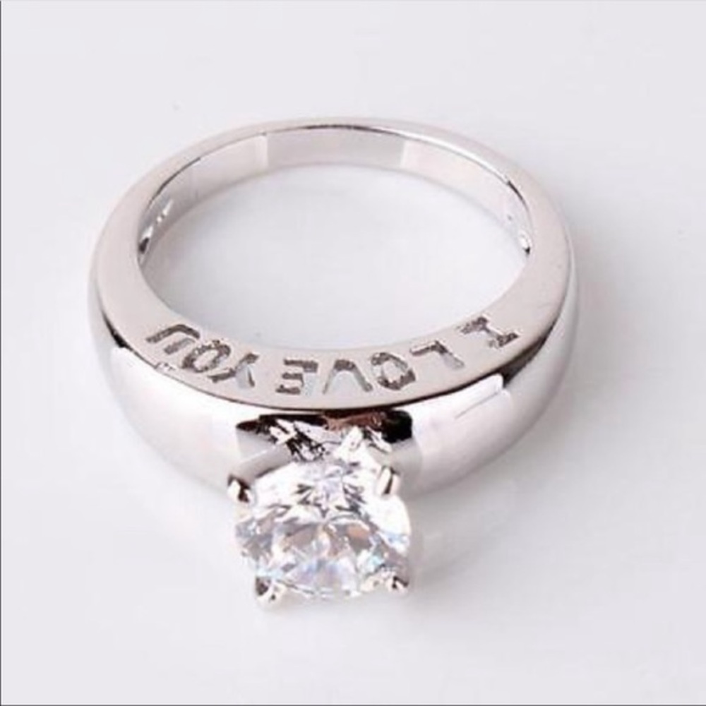 Love you printed silver ring